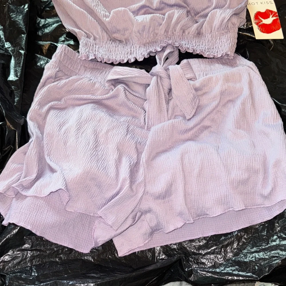 Hot Kiss Light Purple Top and Shorts Set - Picture 3 of 5